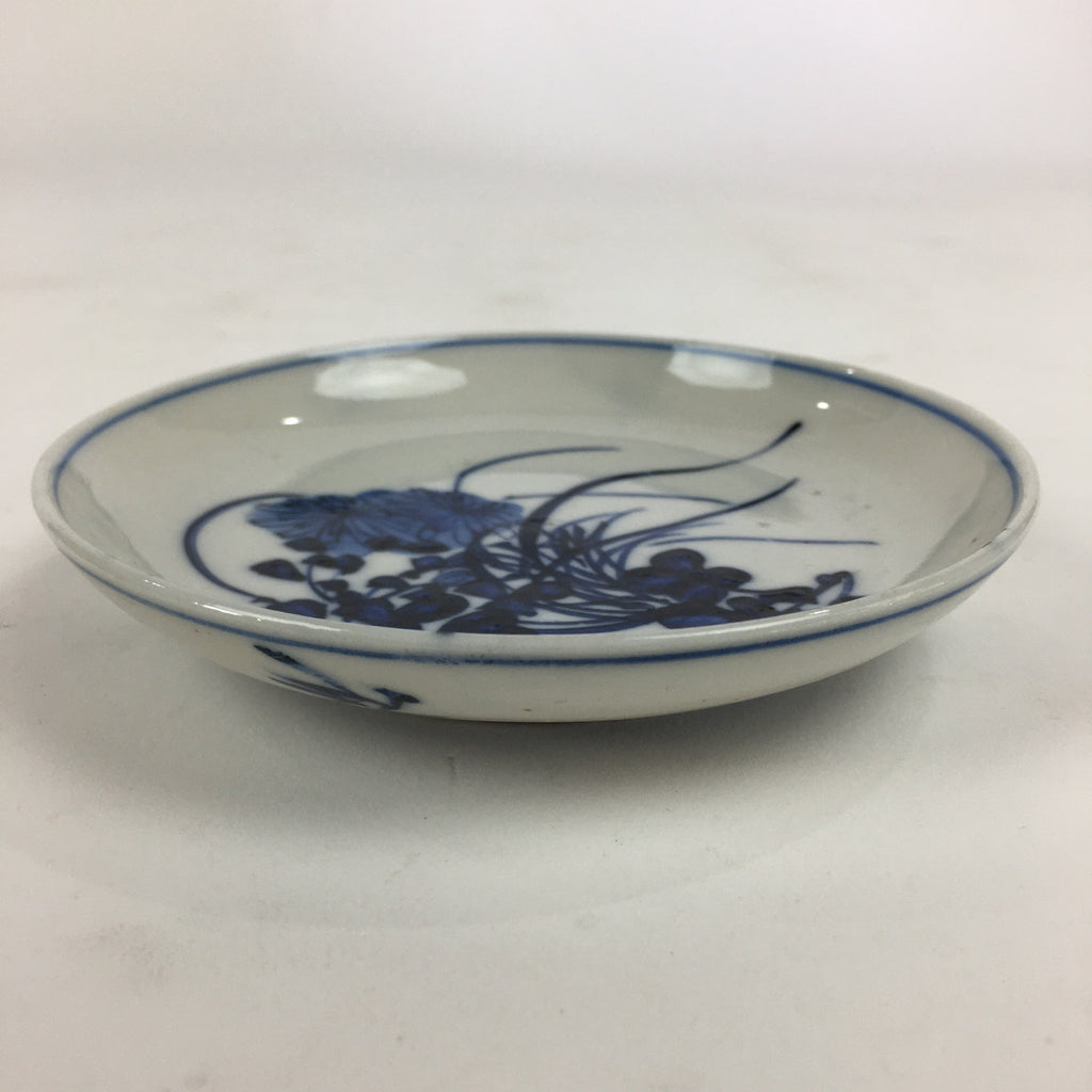Japanese Porcelain Small Plate Kozara Vtg Blue Flower Dandelion Kozara PP830