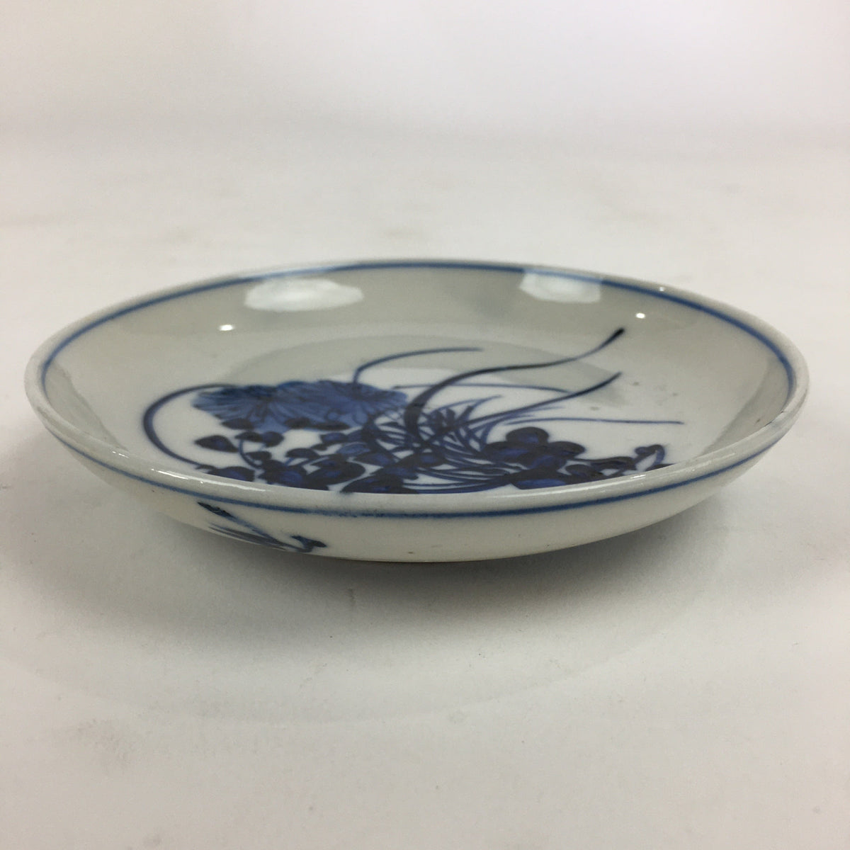 Japanese Porcelain Small Plate Kozara Vtg Blue Flower Dandelion Kozara PP830