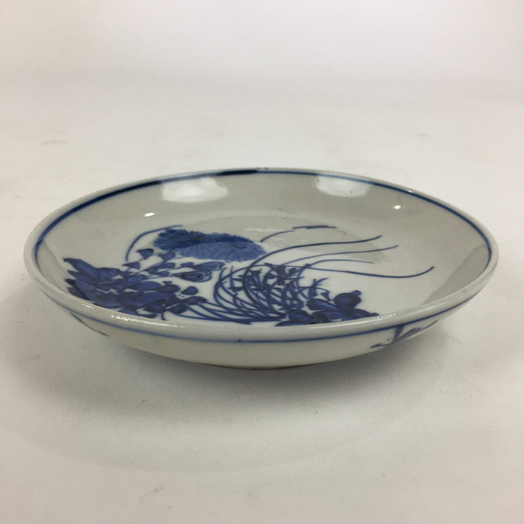 Japanese Porcelain Small Plate Kozara Vtg Blue Flower Dandelion Kozara PP831