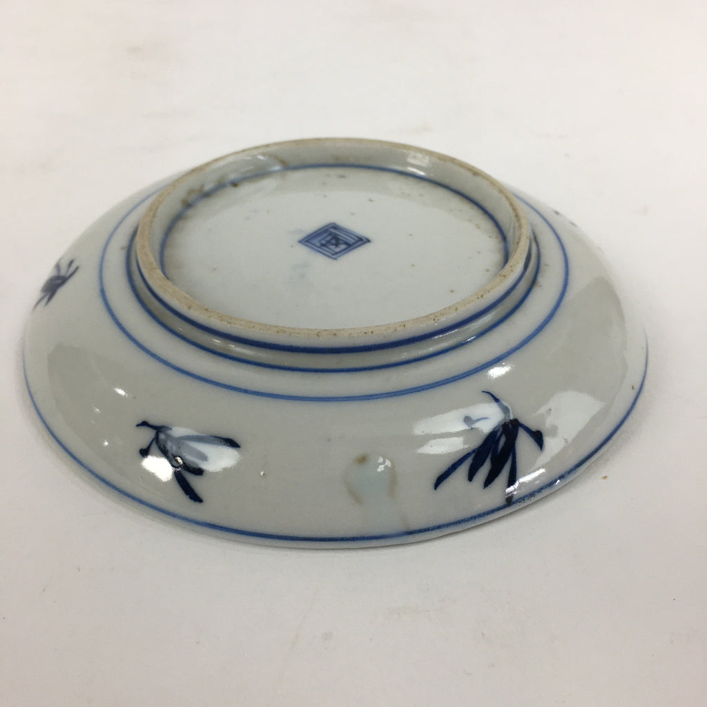 Japanese Porcelain Small Plate Kozara Vtg Blue Flower Dandelion Kozara PP832
