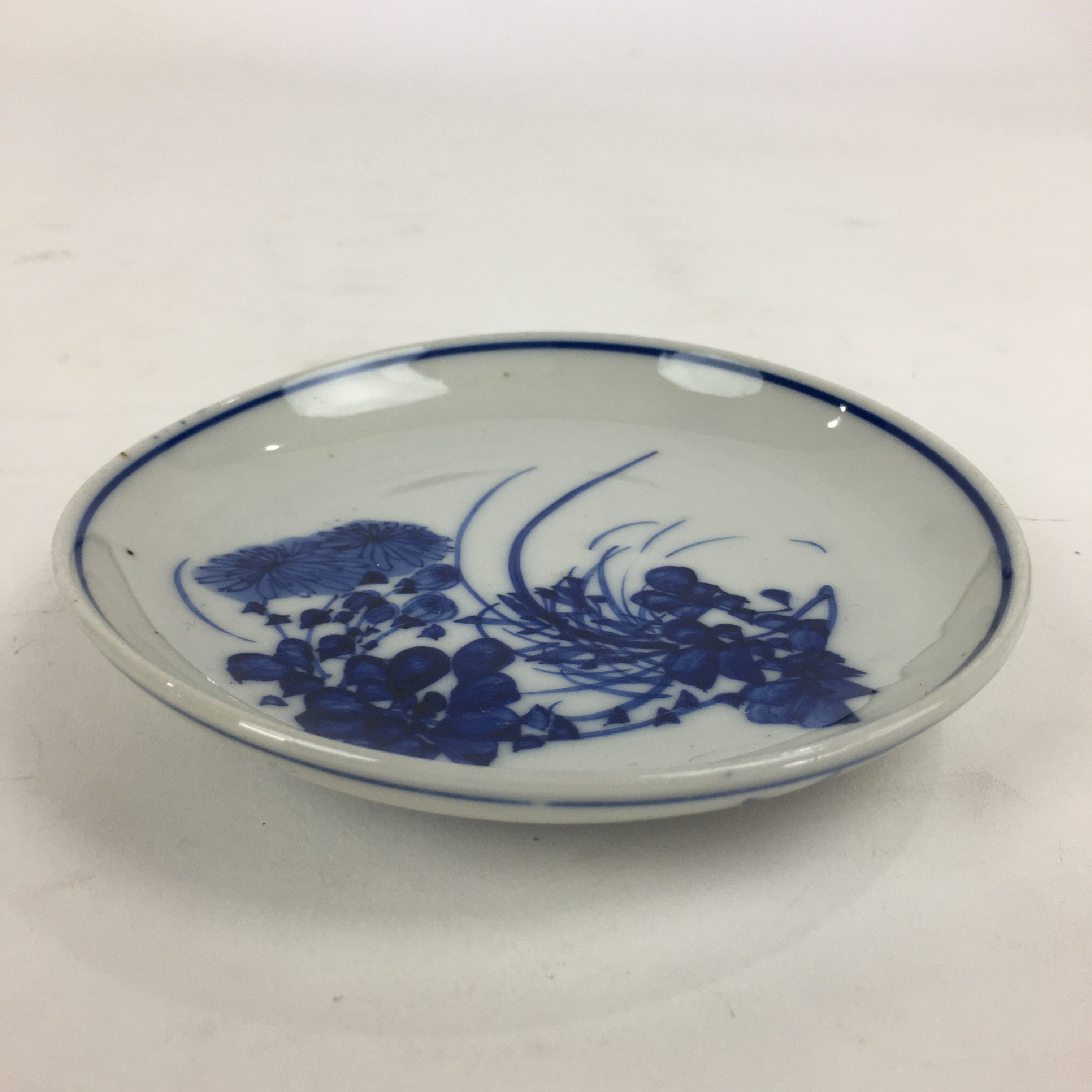 Japanese Porcelain Small Plate Kozara Vtg Blue Flower Dandelion Kozara PP833