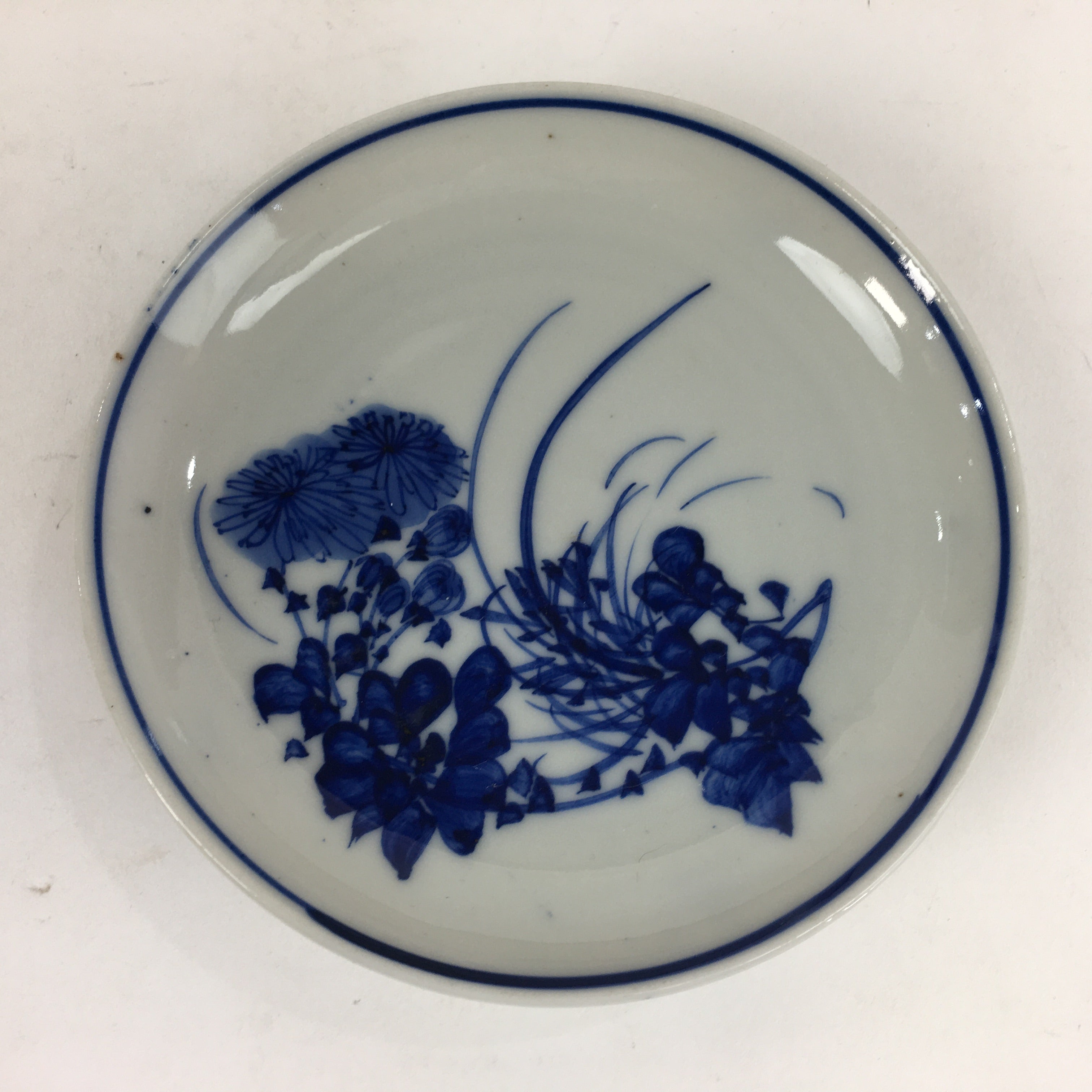 Japanese Porcelain Small Plate Kozara Vtg Blue Flower Dandelion Kozara PP833