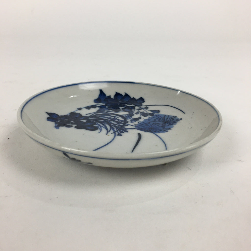 Japanese Porcelain Small Plate Kozara Vtg Blue Flower Dandelion Kozara PP861