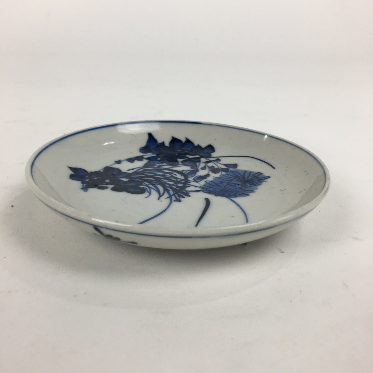 Japanese Porcelain Small Plate Kozara Vtg Blue Flower Dandelion Kozara PP861