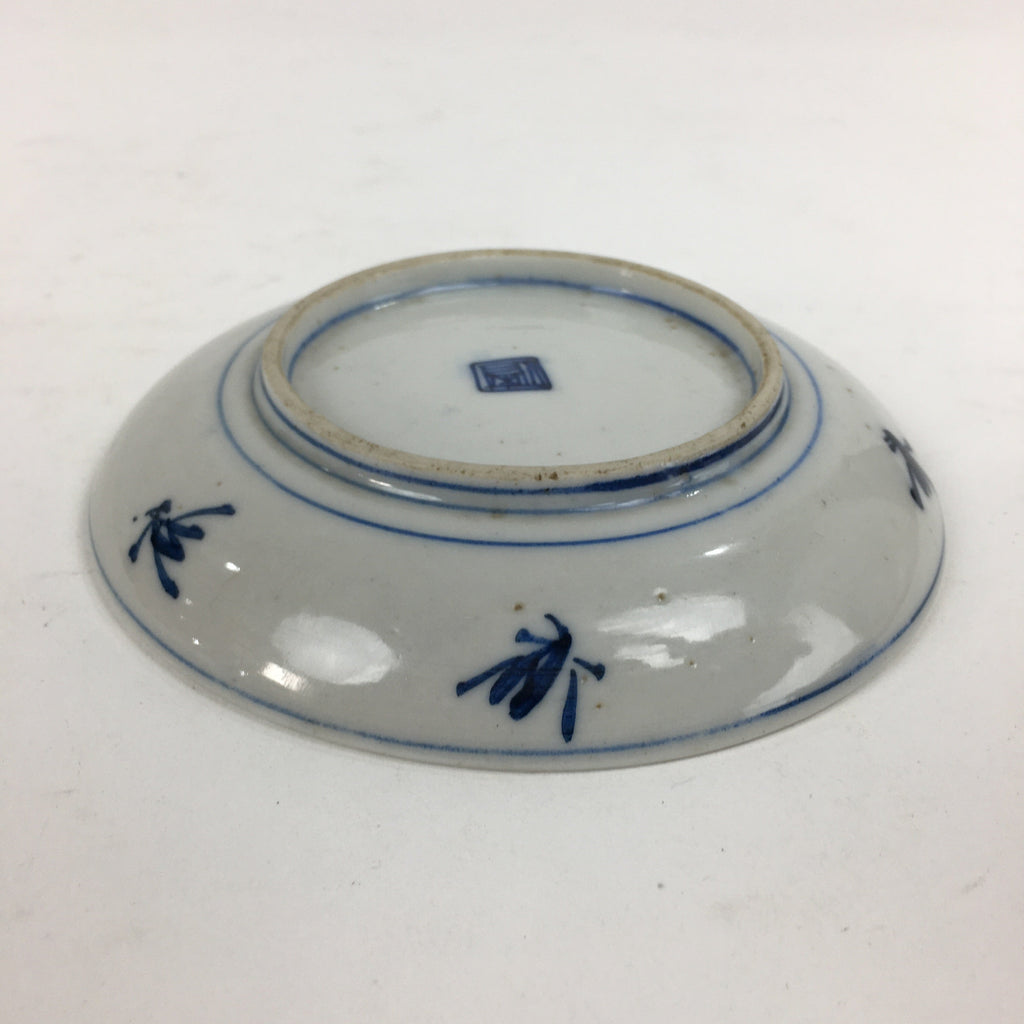 Japanese Porcelain Small Plate Kozara Vtg Blue Flower Dandelion Kozara PP861