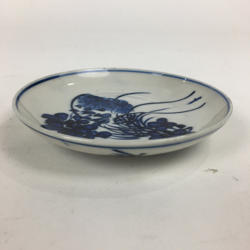 Japanese Porcelain Small Plate Kozara Vtg Blue Flower Dandelion Kozara PP862