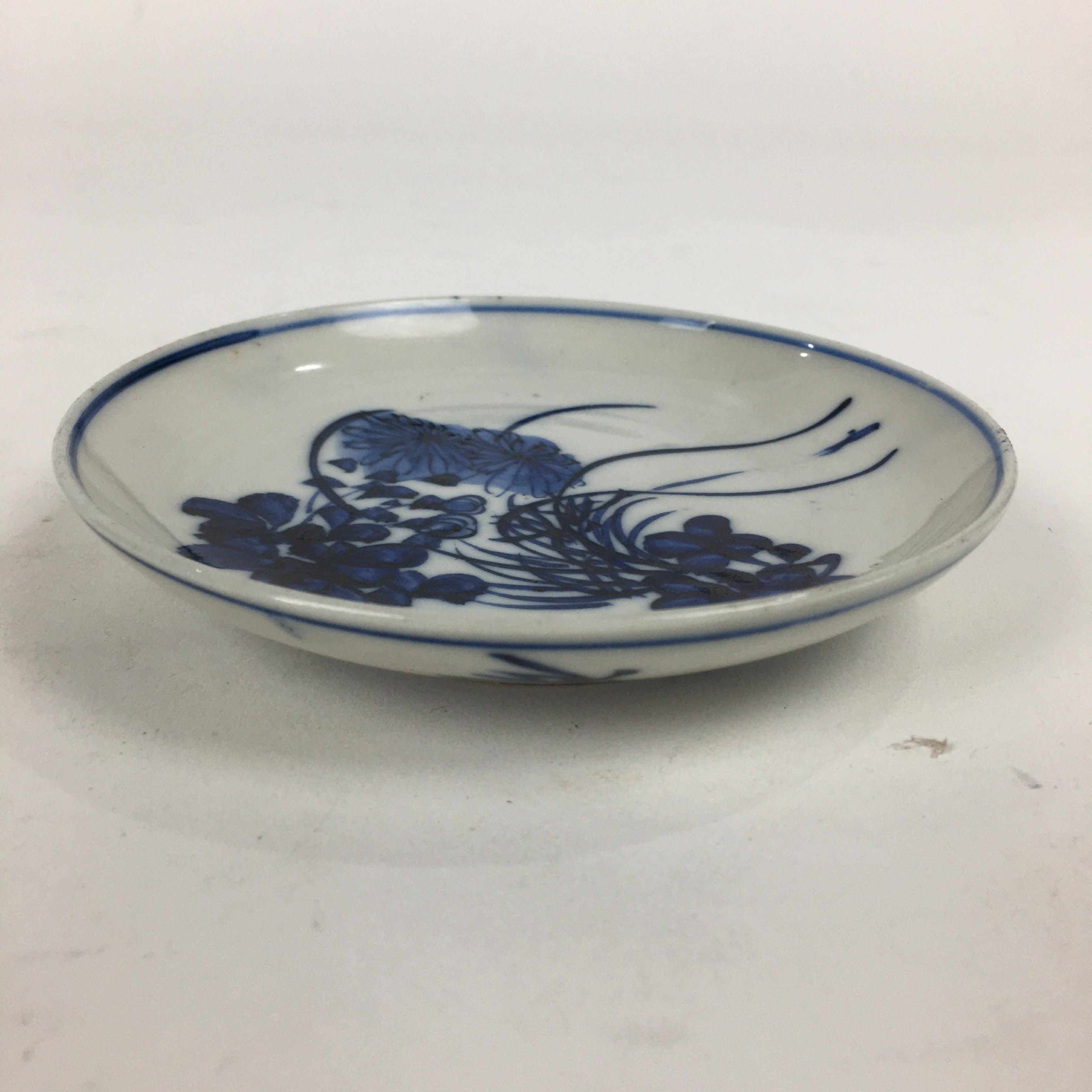 Japanese Porcelain Small Plate Kozara Vtg Blue Flower Dandelion Kozara PP862