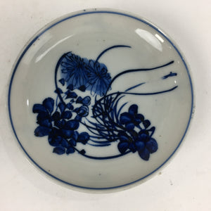Japanese Porcelain Small Plate Kozara Vtg Blue Flower Dandelion Kozara PP862