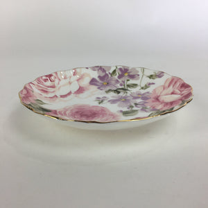 Japanese Porcelain Small Plate Kozara Vtg Bone China Marui Flower Design PP706