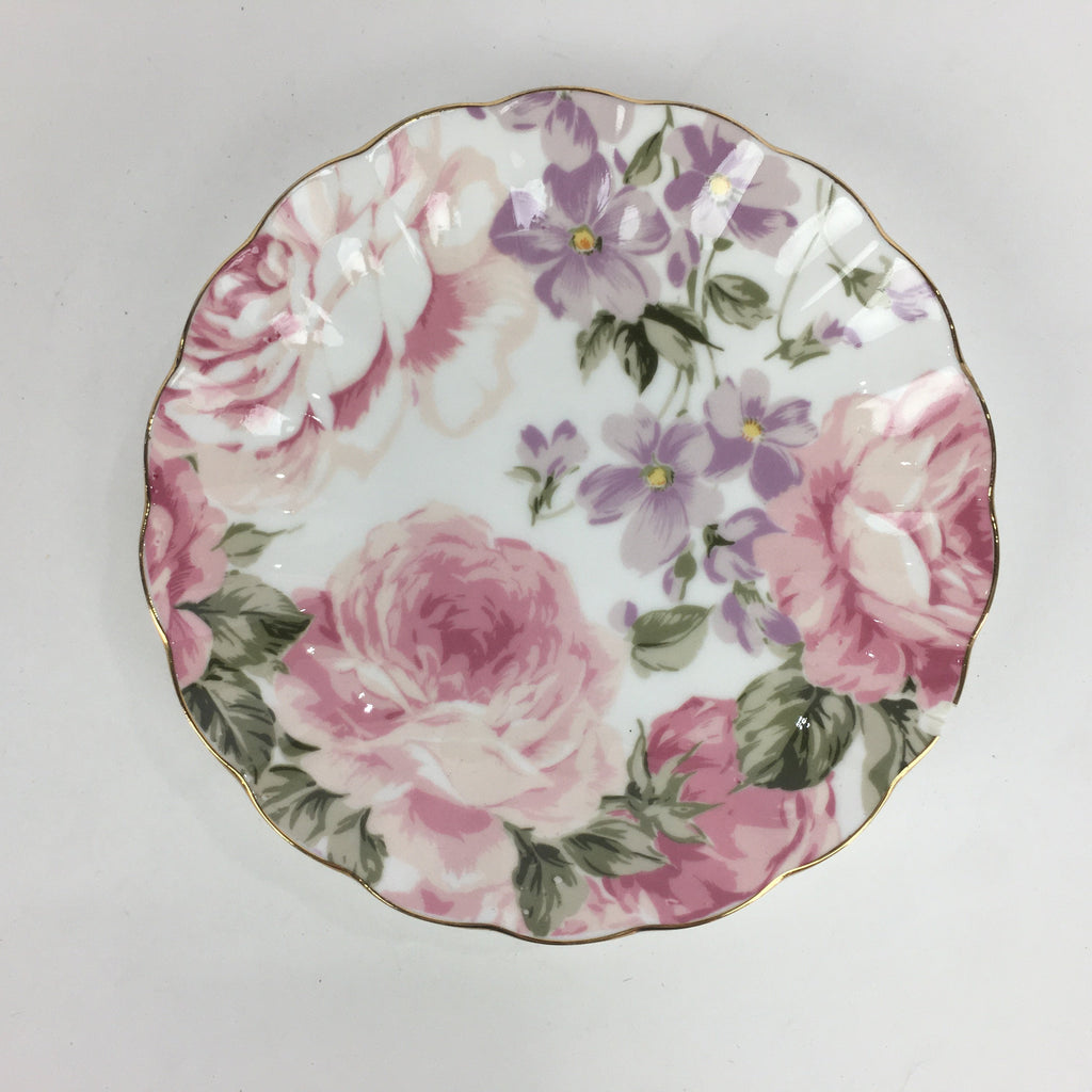 Japanese Porcelain Small Plate Kozara Vtg Bone China Marui Flower Design PP706