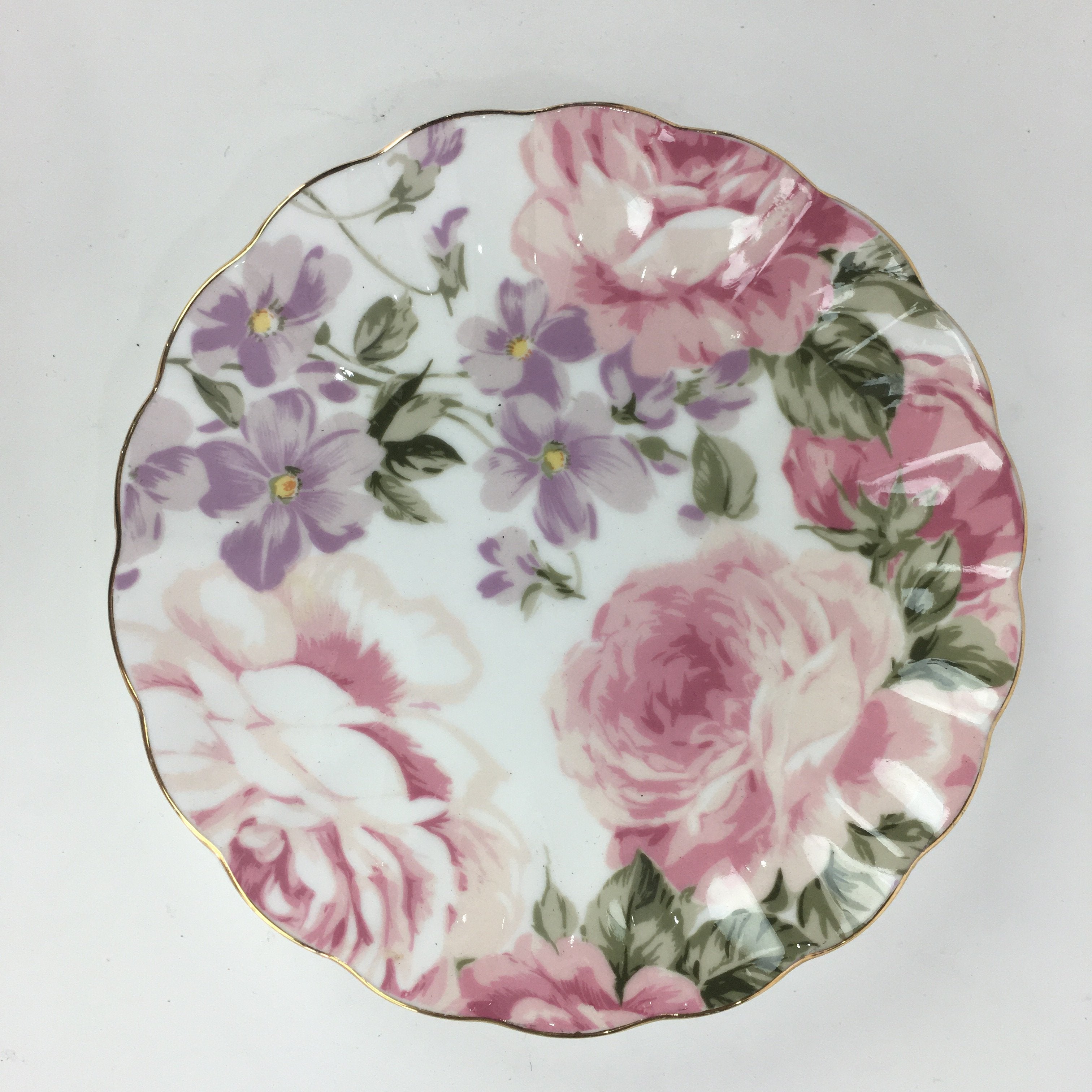 Japanese Porcelain Small Plate Kozara Vtg Bone China Marui Flower Design PP707