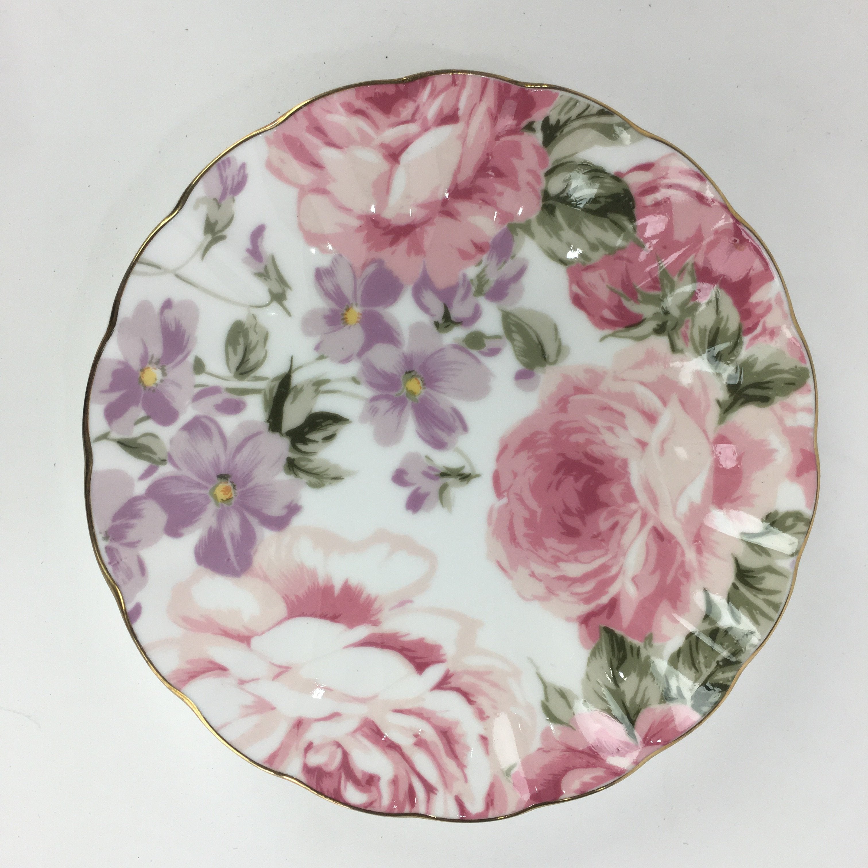 Japanese Porcelain Small Plate Kozara Vtg Bone China Marui Flower Design PP708