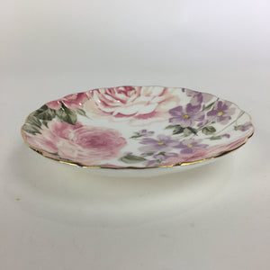 Japanese Porcelain Small Plate Kozara Vtg Bone China Marui Flower Design PP709