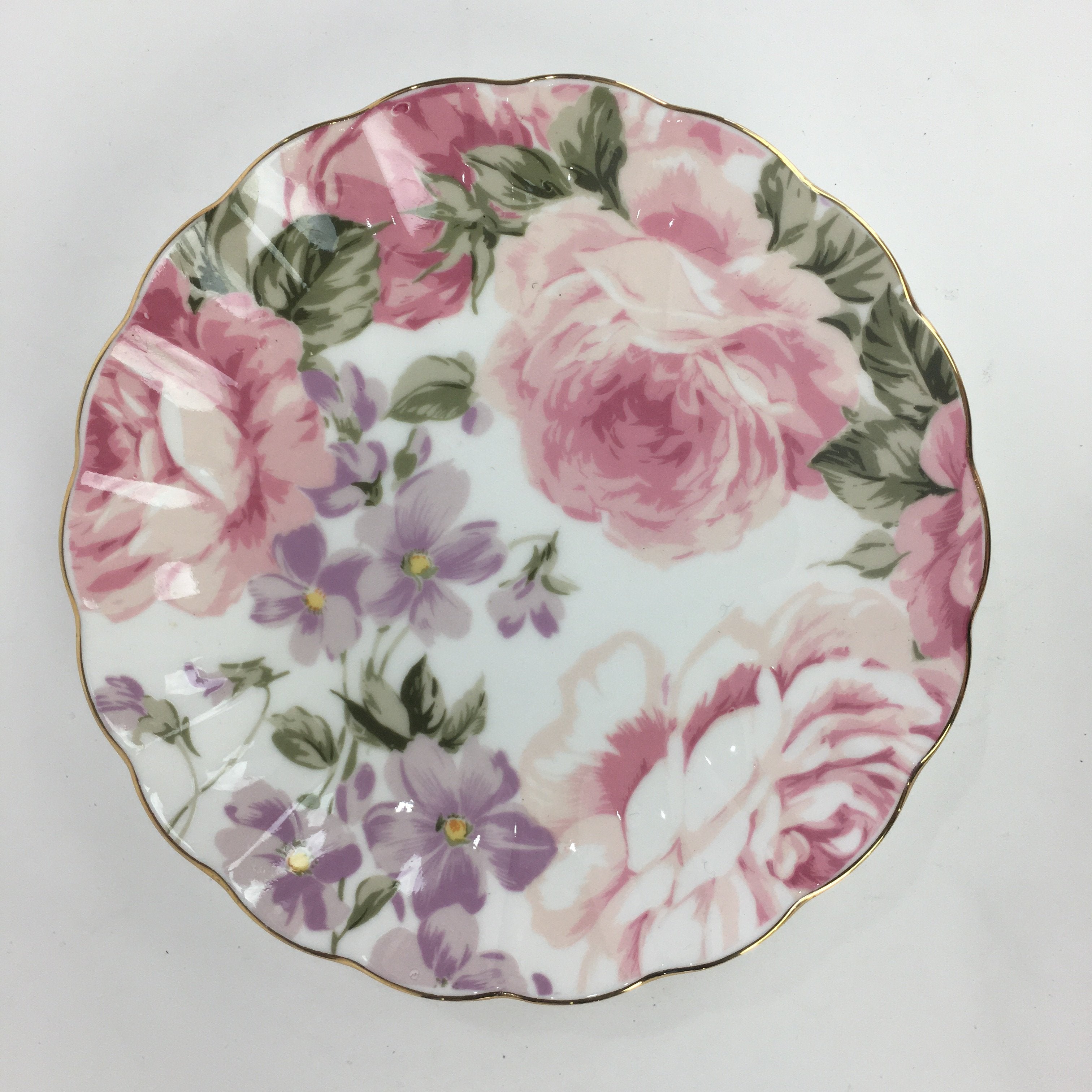 Japanese Porcelain Small Plate Kozara Vtg Bone China Marui Flower Design PP710