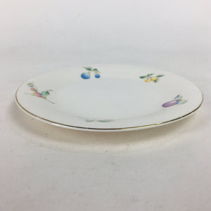 Japanese Porcelain Small Plate Kozara Vtg Cherry Berry Design White Round PP693