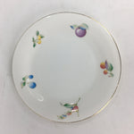 Japanese Porcelain Small Plate Kozara Vtg Cherry Berry Design White Round PP693