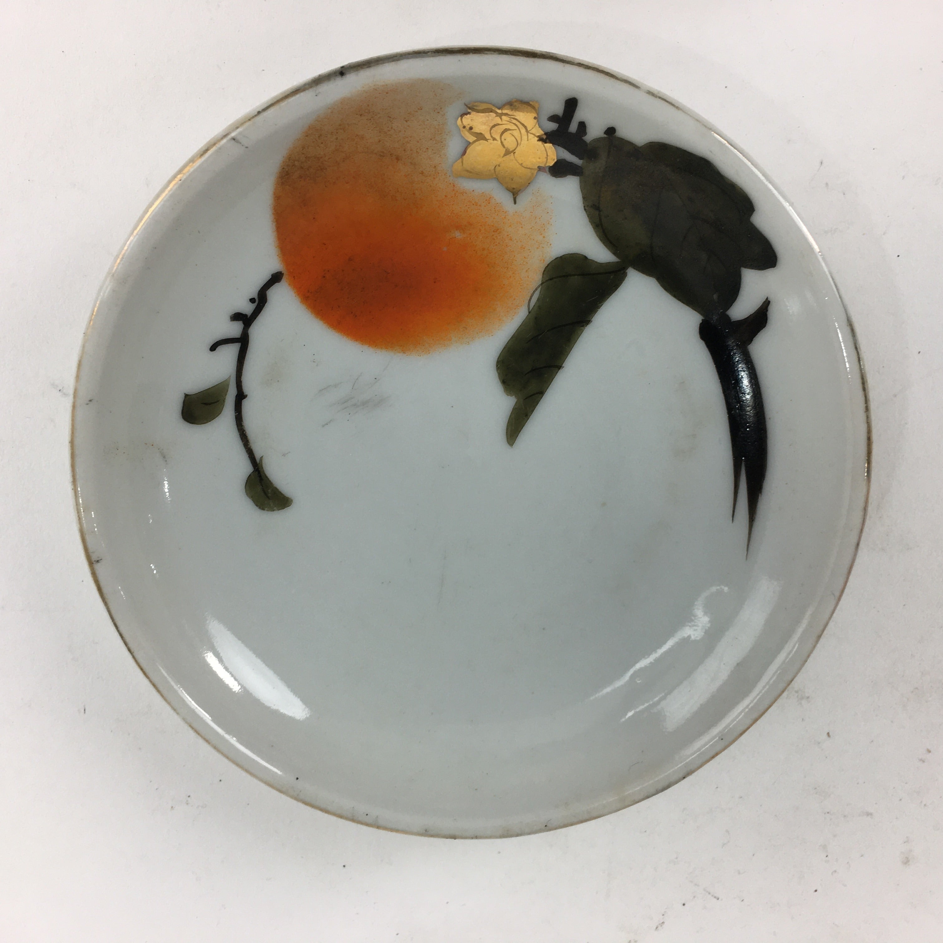 Japanese Porcelain Small Plate Kozara Vtg Orange Persimmon Kozara PP863