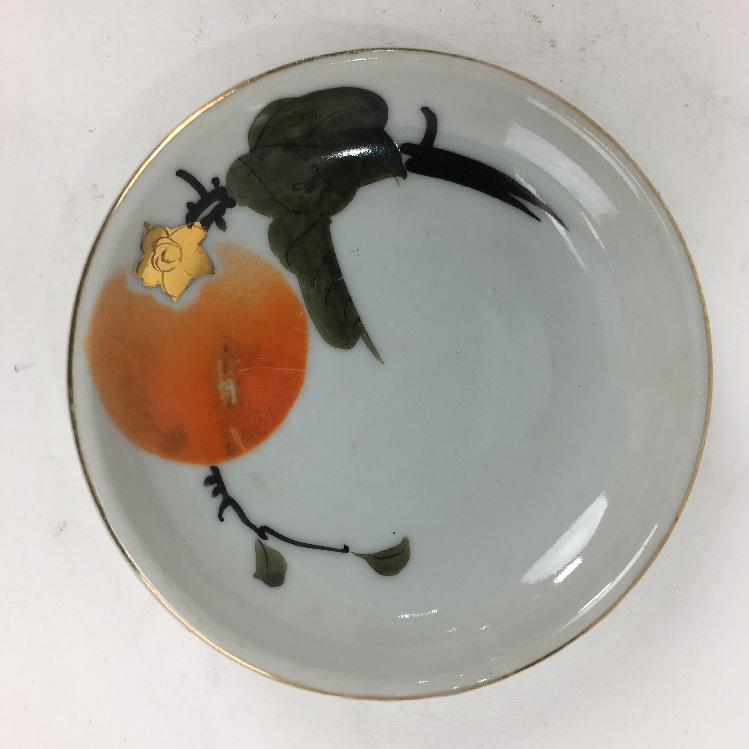 Japanese Porcelain Small Plate Kozara Vtg Orange Persimmon Kozara