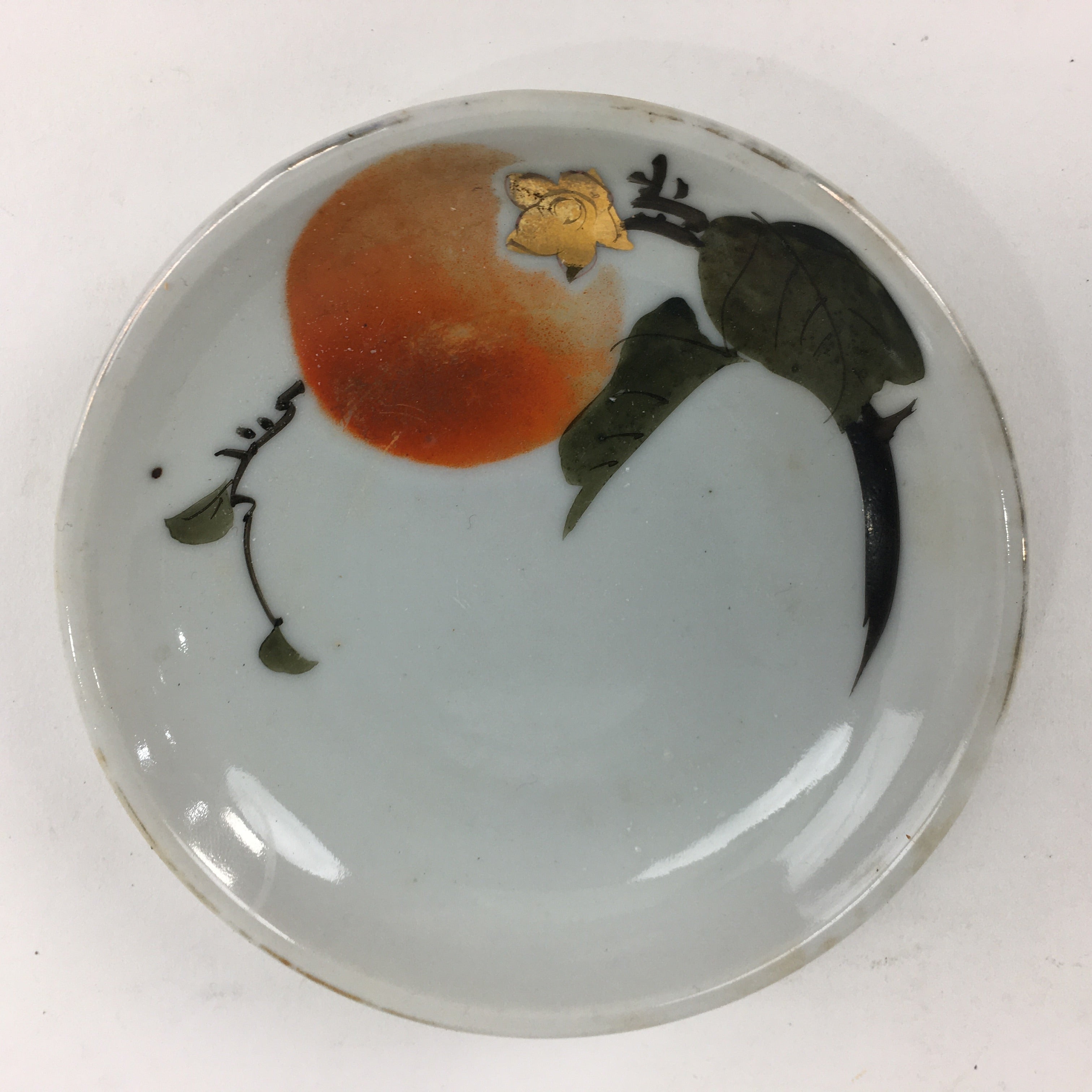 Japanese Porcelain Small Plate Kozara Vtg Orange Persimmon Kozara PP866