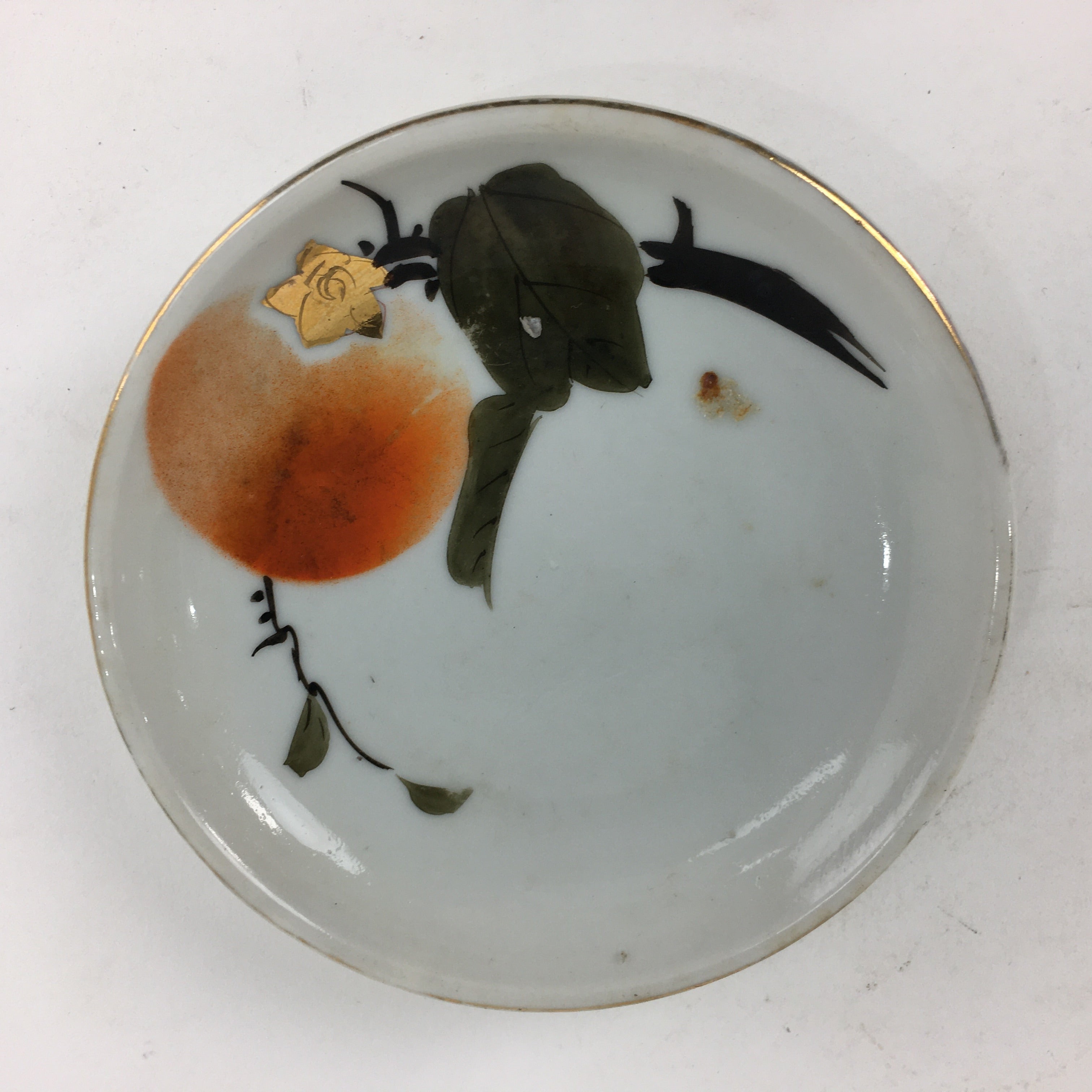 Japanese Porcelain Small Plate Kozara Vtg Orange Persimmon Kozara PP869