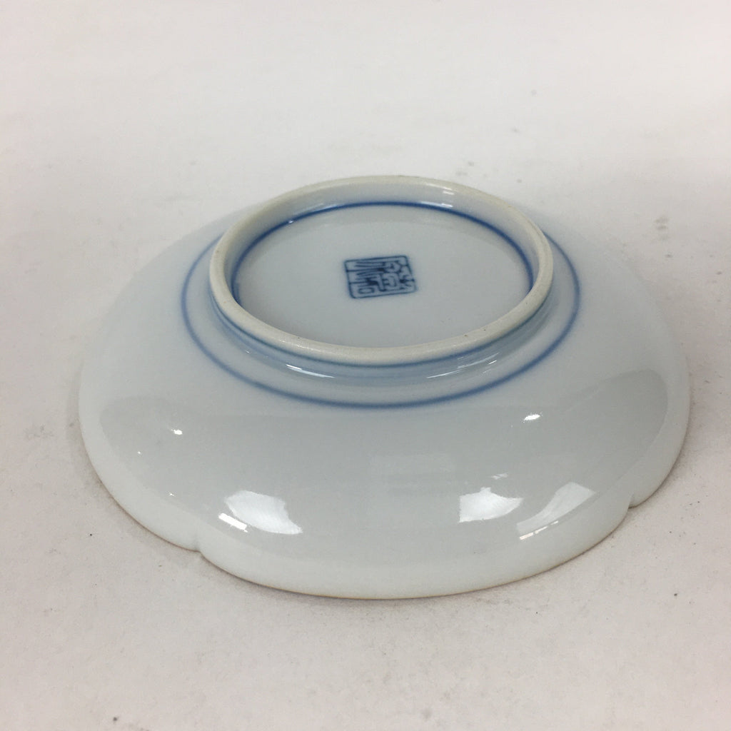Japanese Porcelain Small Plate Kozara Vtg Round Pottery Blue Cloud Crane PP634
