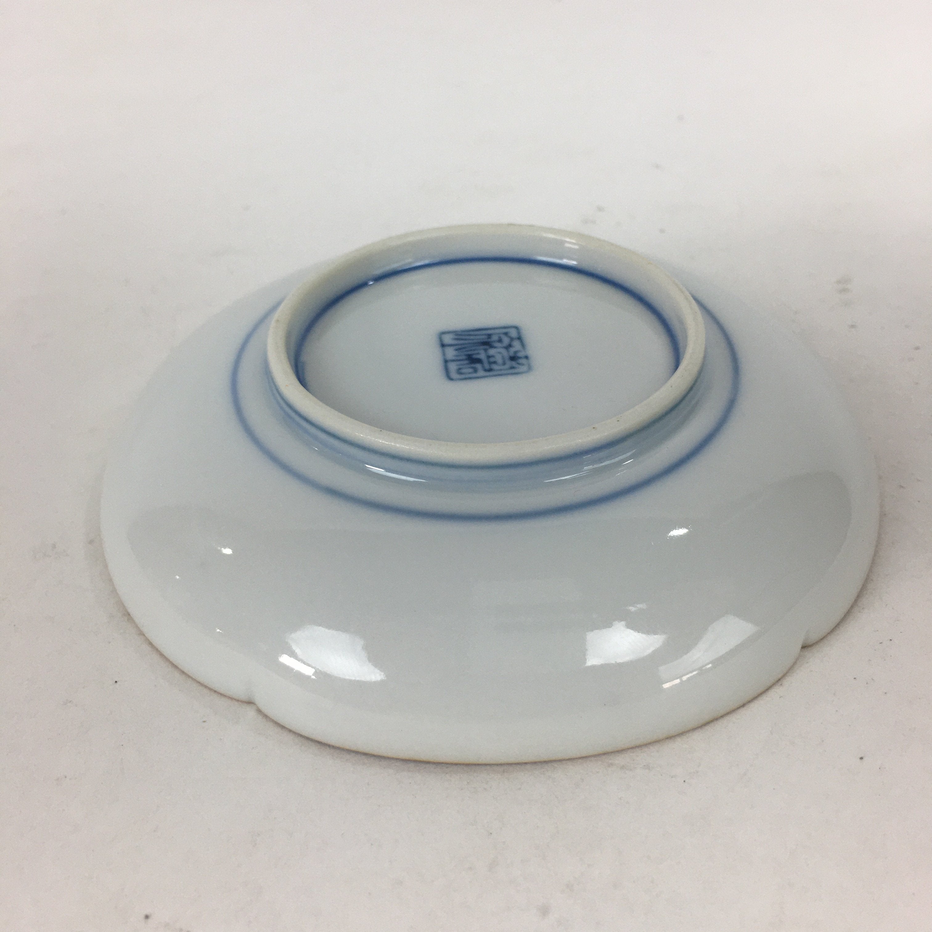 Japanese Porcelain Small Plate Kozara Vtg Round Pottery Blue Cloud Crane PP634