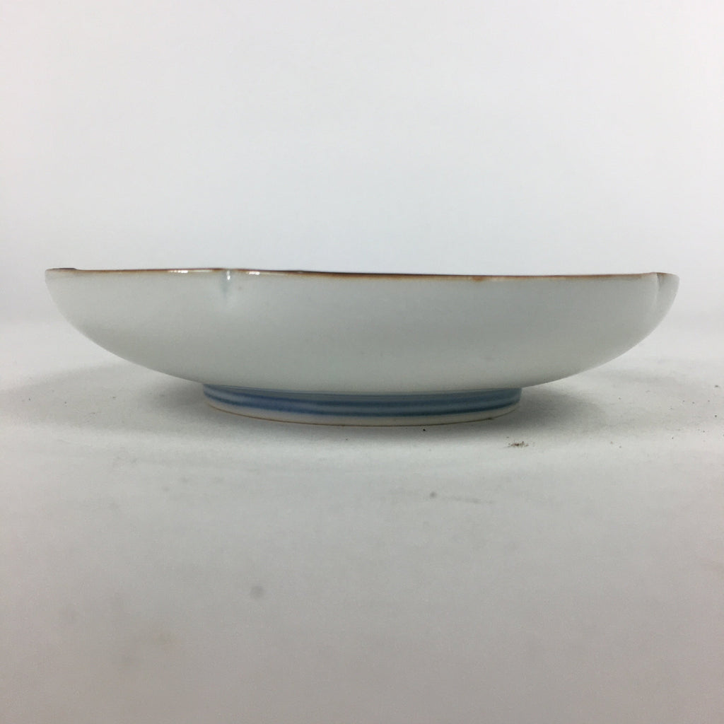 Japanese Porcelain Small Plate Kozara Vtg Round Pottery Blue Cloud Crane PP634