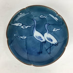 Japanese Porcelain Small Plate Kozara Vtg Round Pottery Blue Cloud Crane PP634