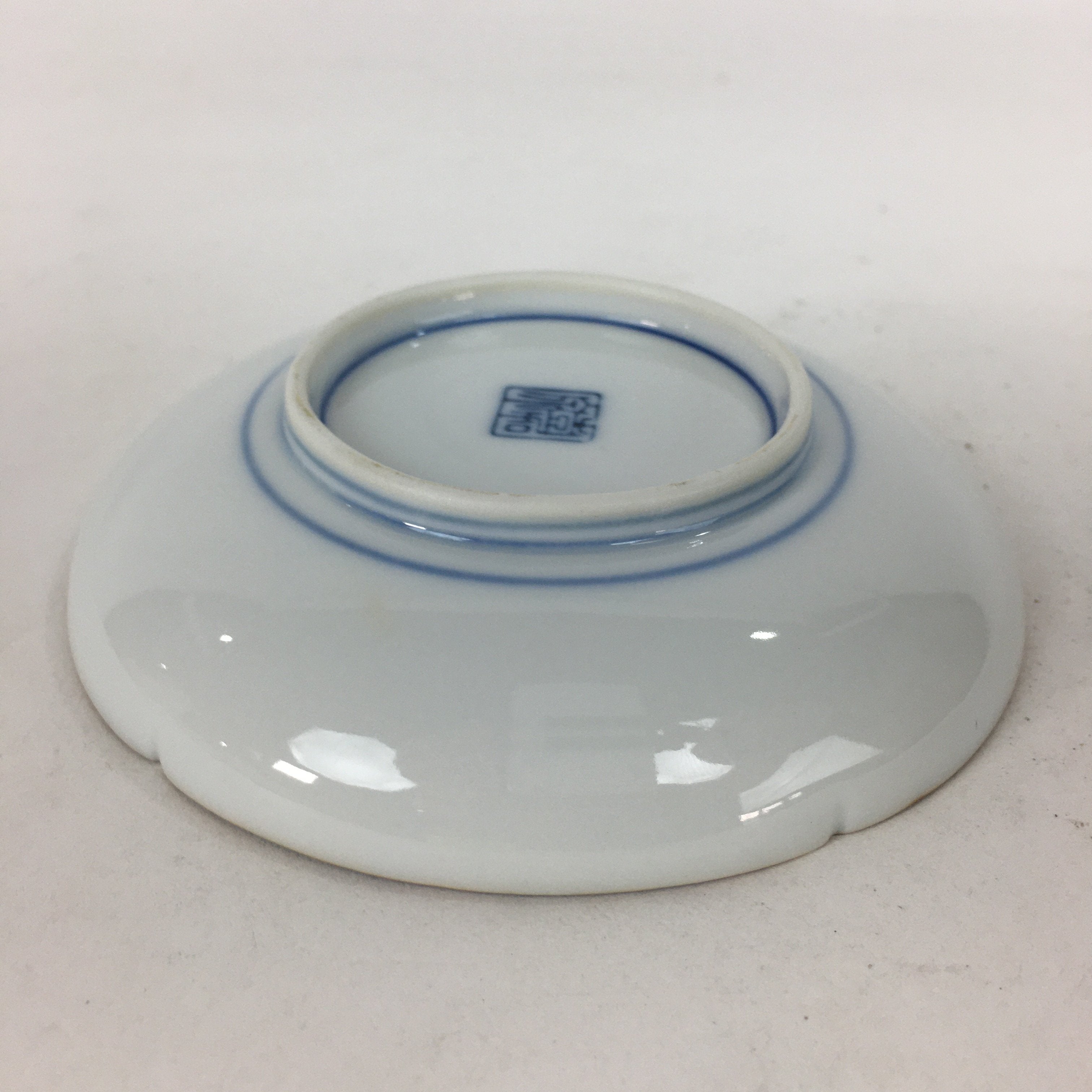 Japanese Porcelain Small Plate Kozara Vtg Round Pottery Blue Cloud Crane PP635