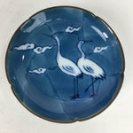 Japanese Porcelain Small Plate Kozara Vtg Round Pottery Blue Cloud Crane PP635