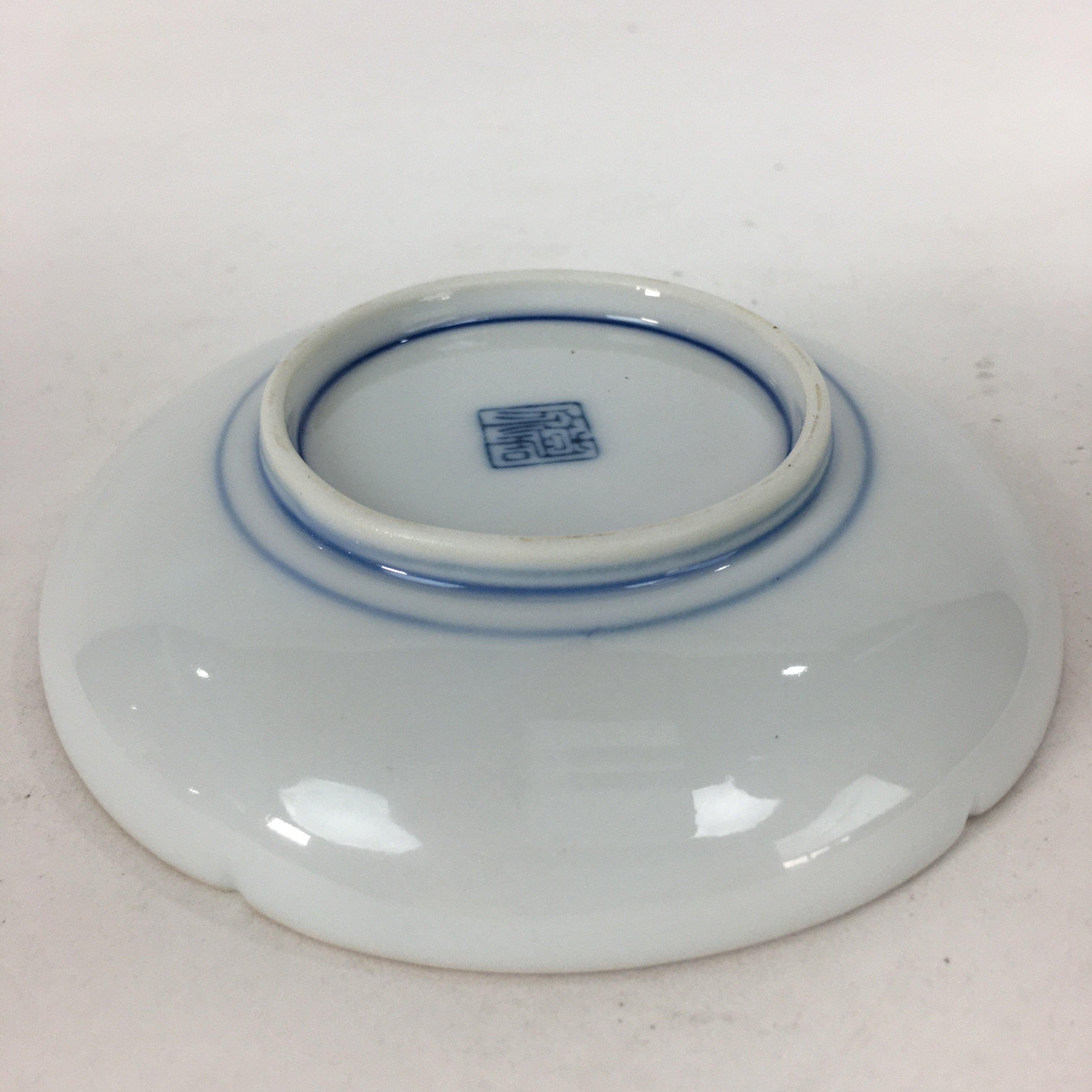 Japanese Porcelain Small Plate Kozara Vtg Round Pottery Blue Cloud Crane PP636