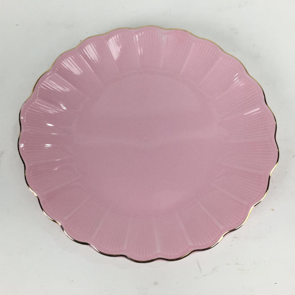 Japanese Porcelain Small Plate Kozara Vtg Shozan Light Pink Flower Shape QT135