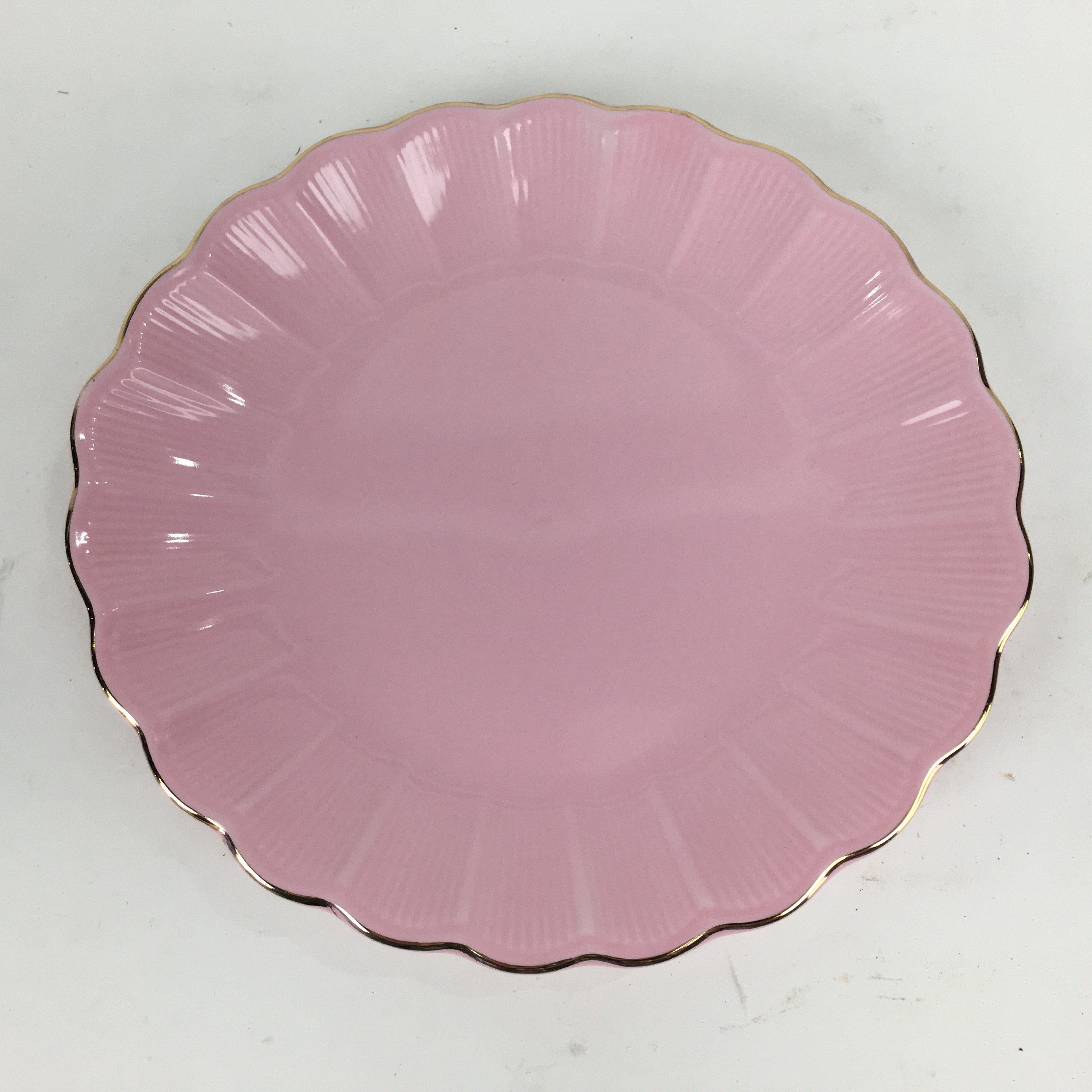 Japanese Porcelain Small Plate Kozara Vtg Shozan Light Pink Flower Shape QT135