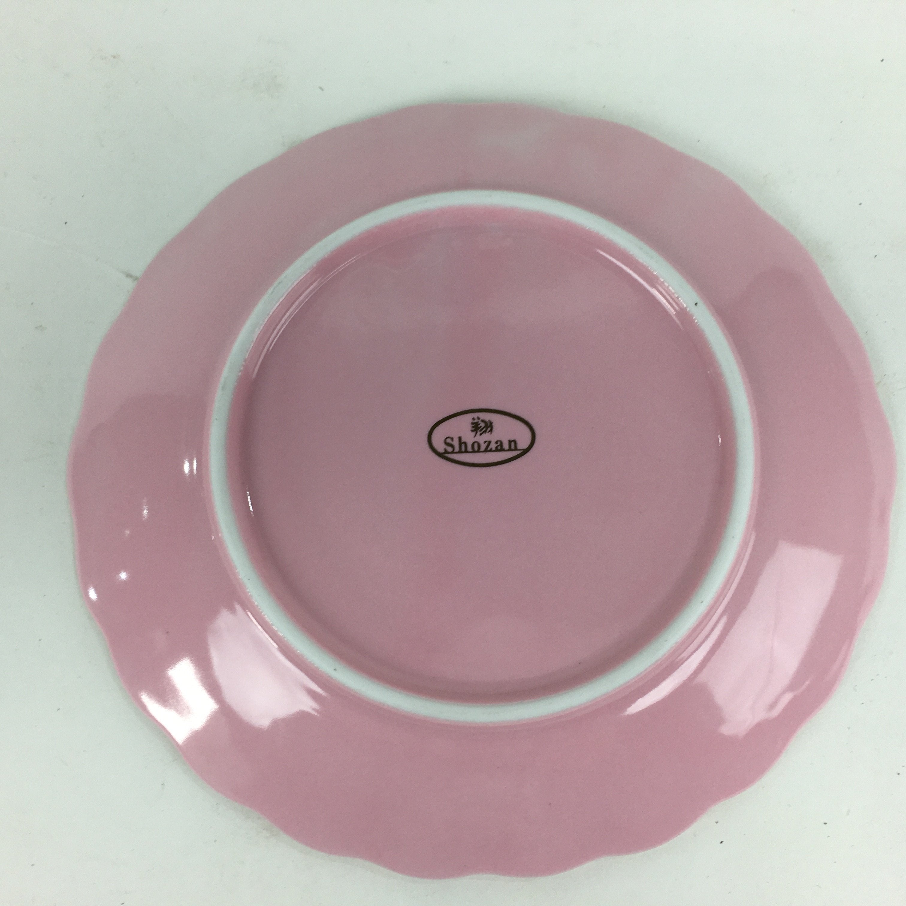 Japanese Porcelain Small Plate Kozara Vtg Shozan Light Pink Flower Shape QT135