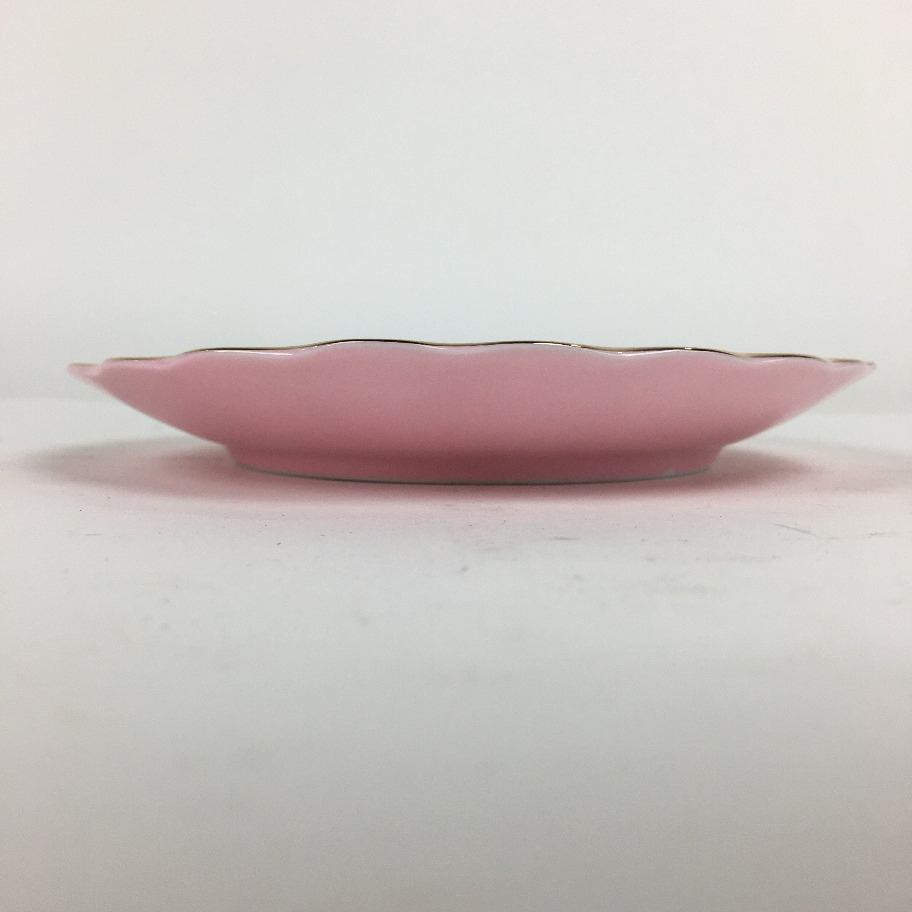 Japanese Porcelain Small Plate Kozara Vtg Shozan Light Pink Flower Shape QT135