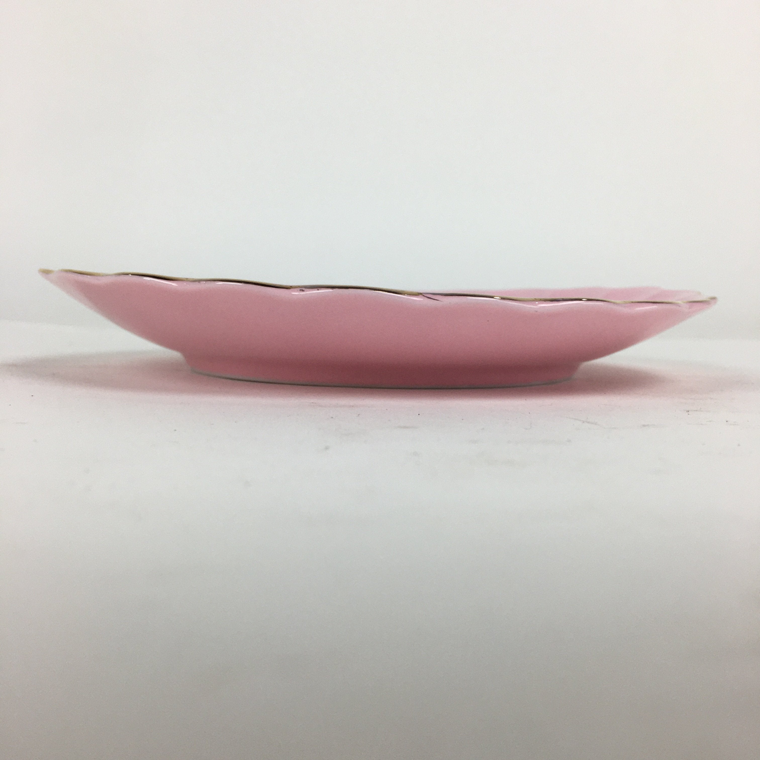 Japanese Porcelain Small Plate Kozara Vtg Shozan Light Pink Flower Shape QT135