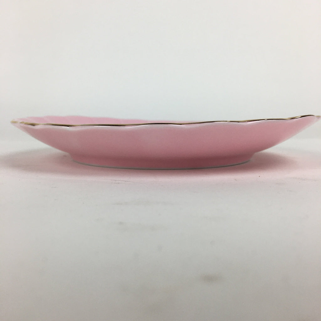 Japanese Porcelain Small Plate Kozara Vtg Shozan Light Pink Flower Shape QT135