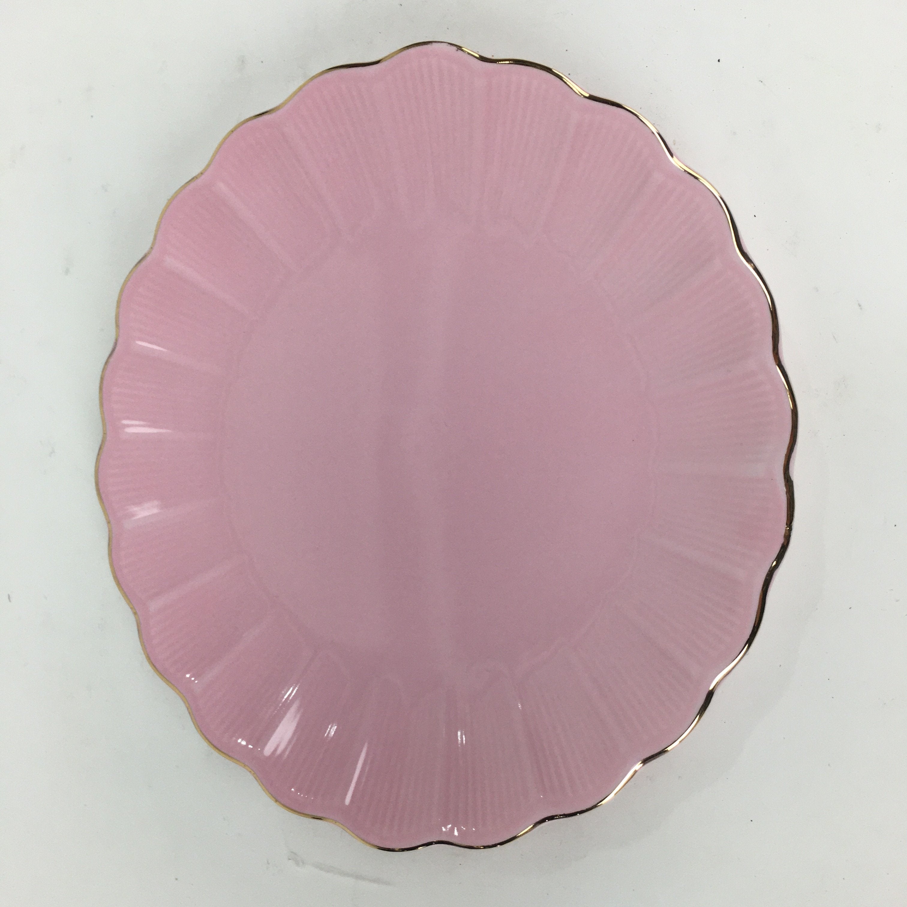 Japanese Porcelain Small Plate Kozara Vtg Shozan Light Pink Flower Shape QT135