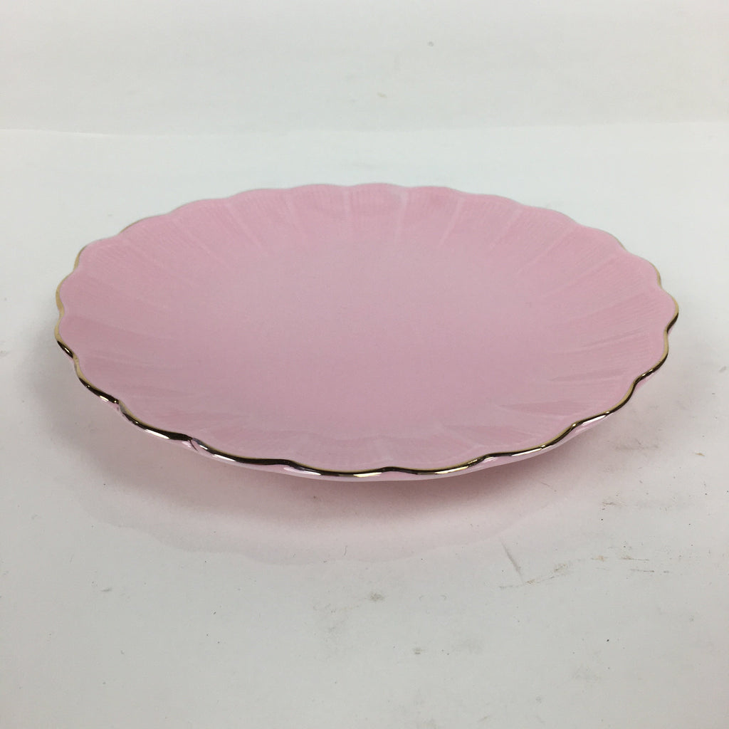 Japanese Porcelain Small Plate Kozara Vtg Shozan Light Pink Flower Shape QT135