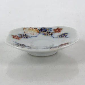 Japanese Porcelain Small Plate Mame-Zara Vtg Blue Red Stars Kozara White PY231