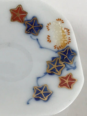 Japanese Porcelain Small Plate Mame-Zara Vtg Blue Red Stars Kozara White PY231