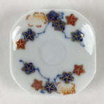 Japanese Porcelain Small Plate Mame-Zara Vtg Blue Red Stars Kozara White PY231