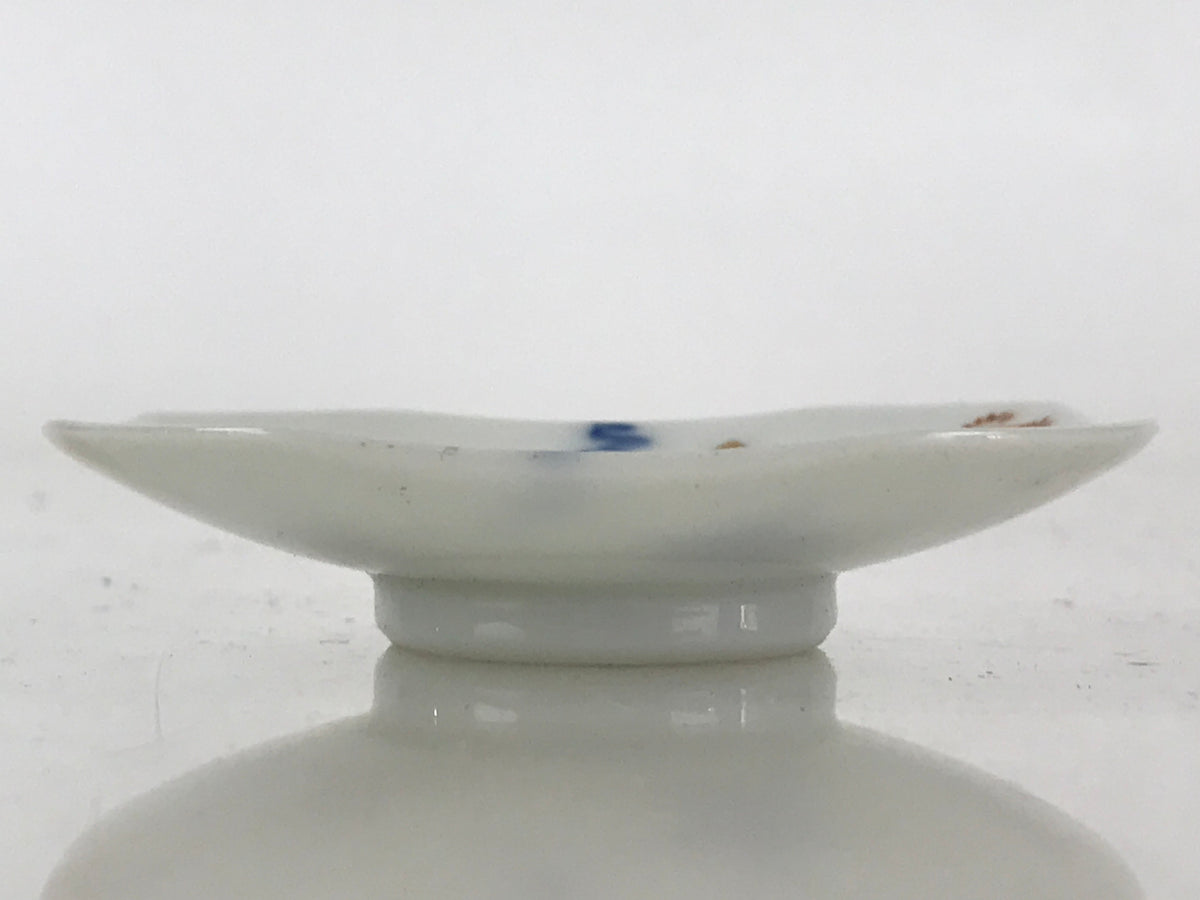 Japanese Porcelain Small Plate Mame-Zara Vtg Blue Red Stars Kozara White PY232