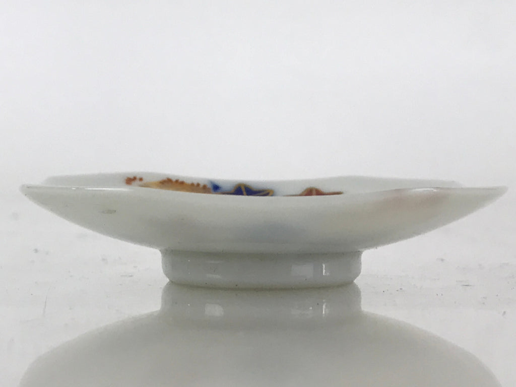 Japanese Porcelain Small Plate Mame-Zara Vtg Blue Red Stars Kozara White PY232