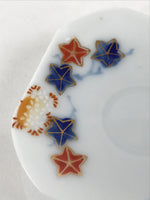 Japanese Porcelain Small Plate Mame-Zara Vtg Blue Red Stars Kozara White PY233