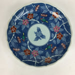 Japanese Porcelain Small Plate Vtg Kozara Blue Sometsuke Plum Blossom Bird QT115