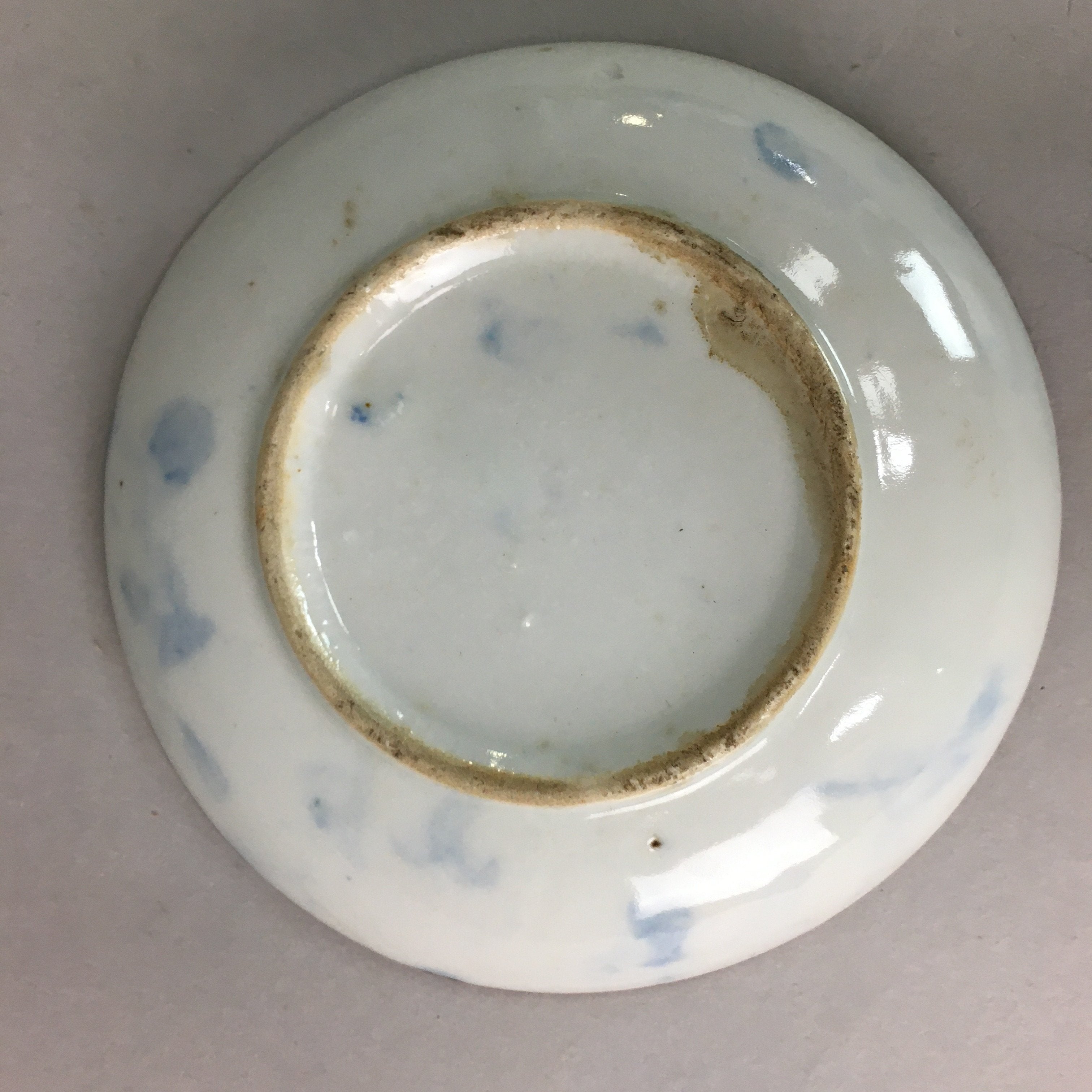 Japanese Porcelain Small Plate Vtg Kozara Blue White Geometric Floral PP103
