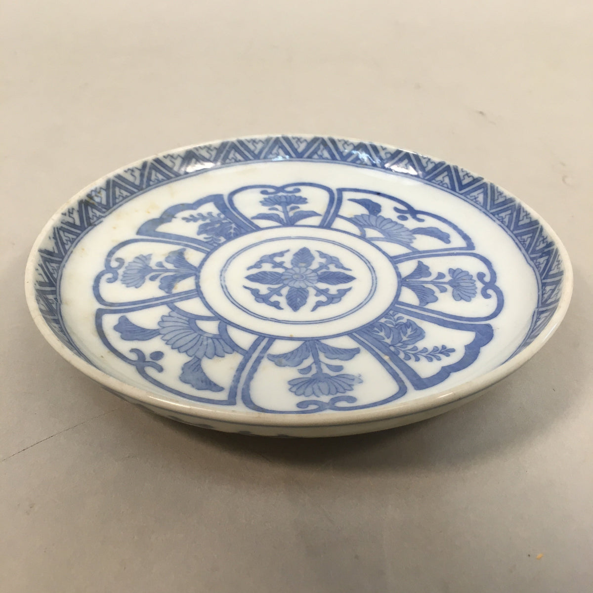 Japanese Porcelain Small Plate Vtg Kozara Blue White Sometsuke Flower PP338