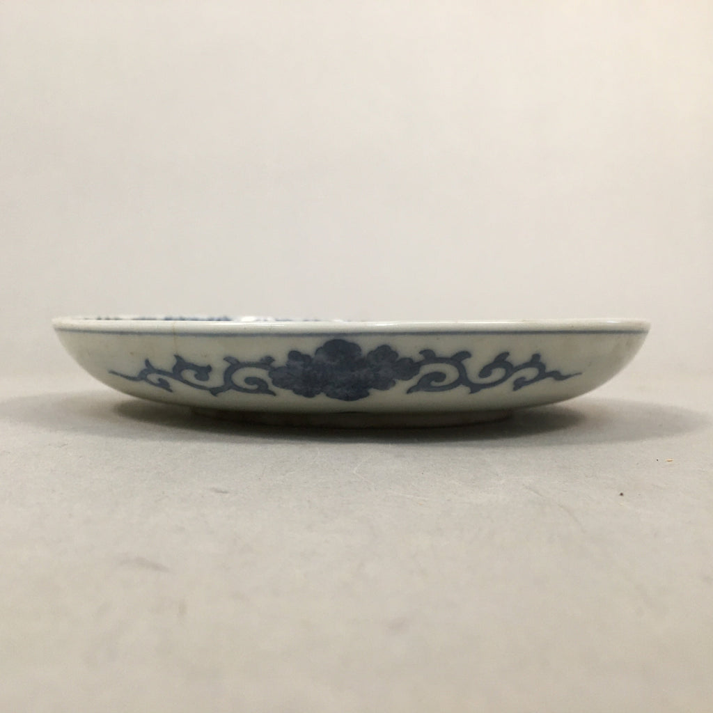 Japanese Porcelain Small Plate Vtg Kozara Blue White Sometsuke Flower PP338