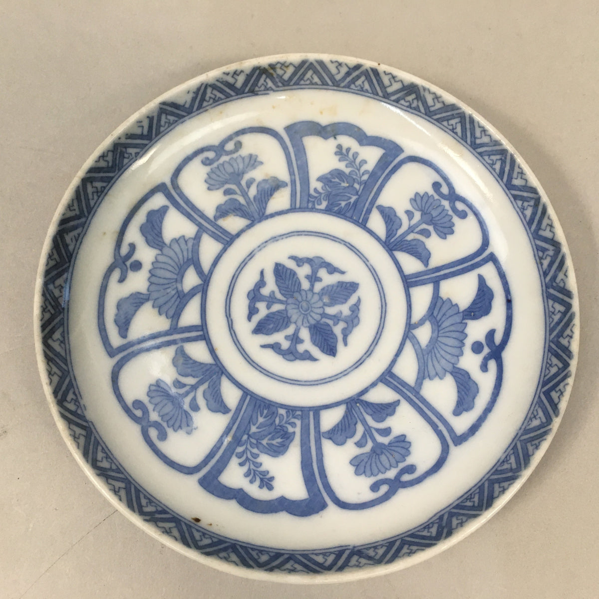 Japanese Porcelain Small Plate Vtg Kozara Blue White Sometsuke Flower PP338
